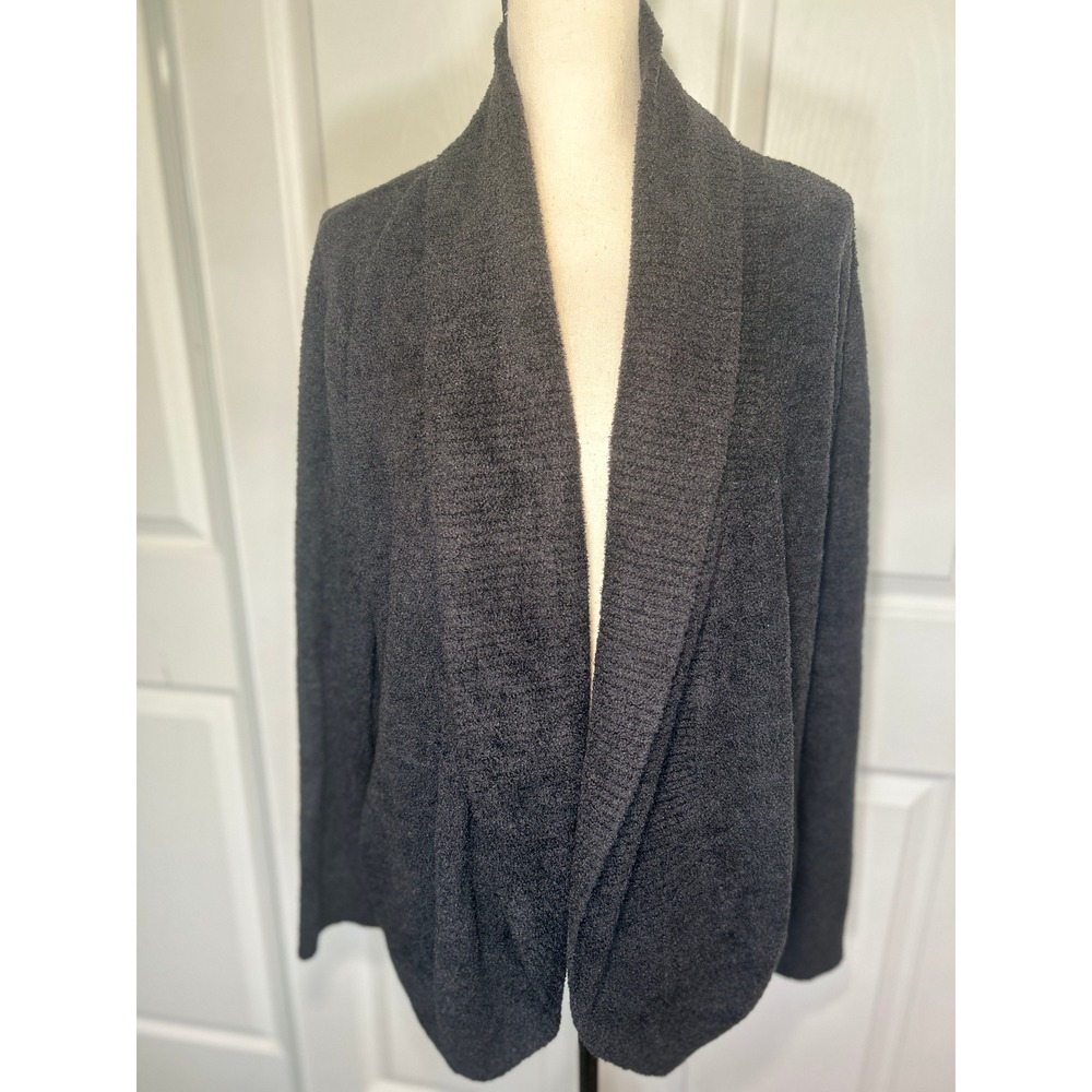Barefoot Dreams CozyChic Lite Cardigan XL Carbon Gray Open Front Soft Drape